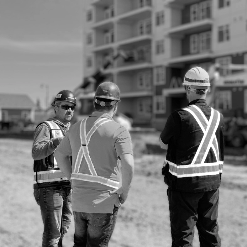 Construction workers talking