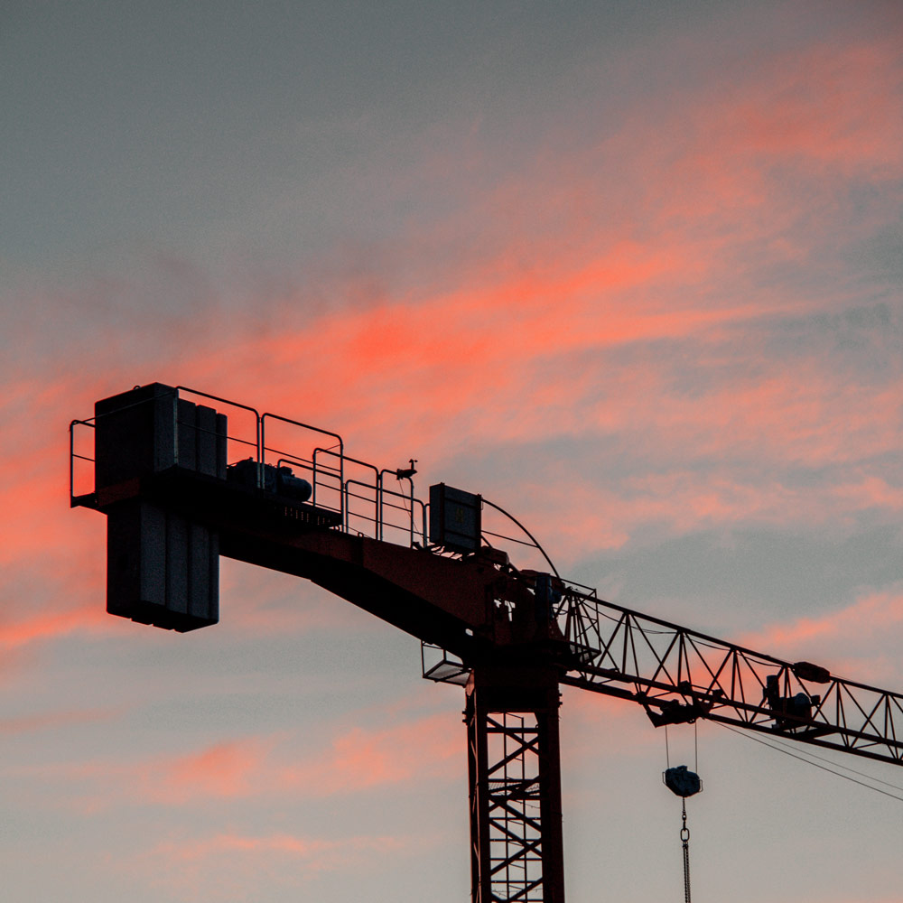 Picture of a crane at Sunset