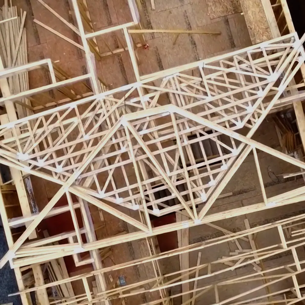 Roof joists ready for framing